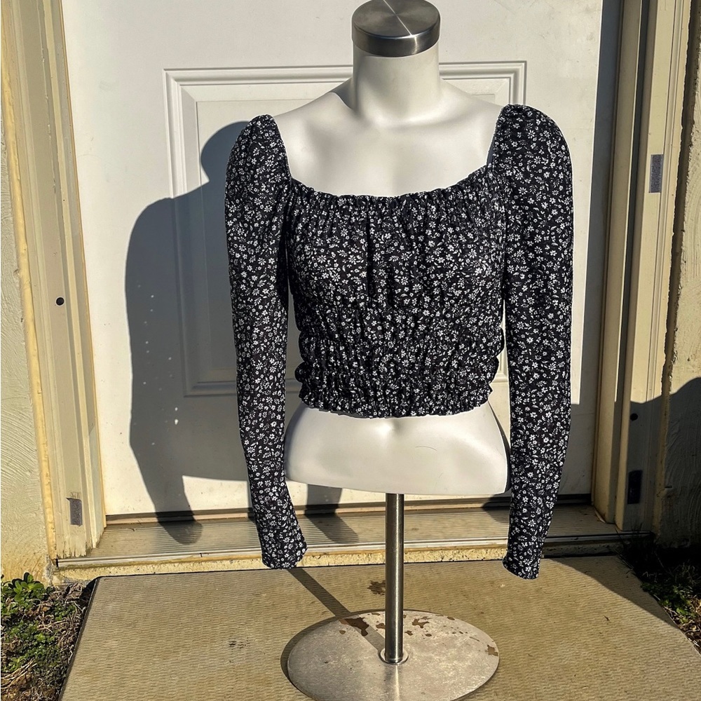 Topshop Floral Off the Shoulder Crop Top
